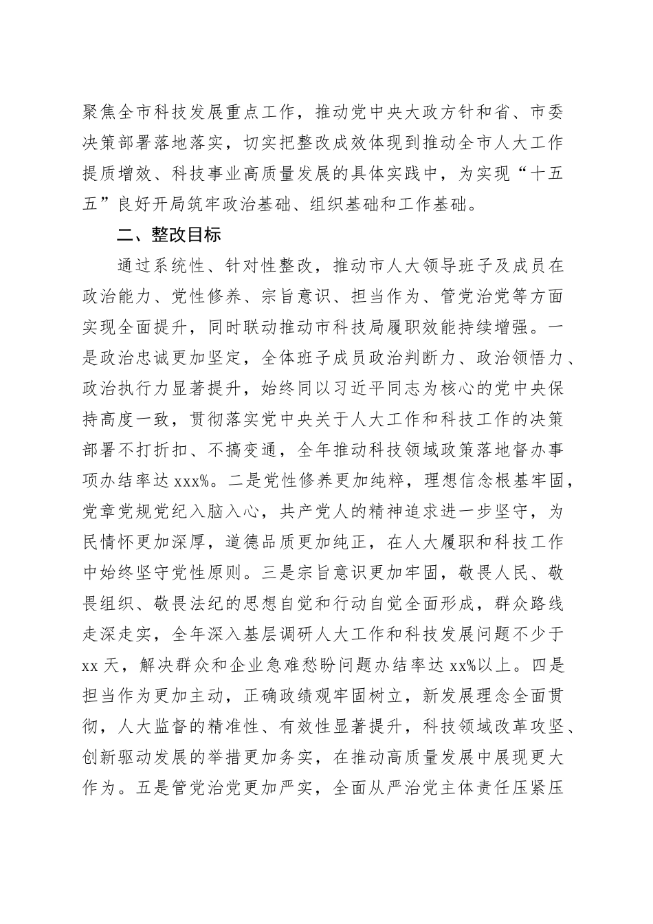 市人大2025年度民主生活会查摆问题整改方案20260204_第2页