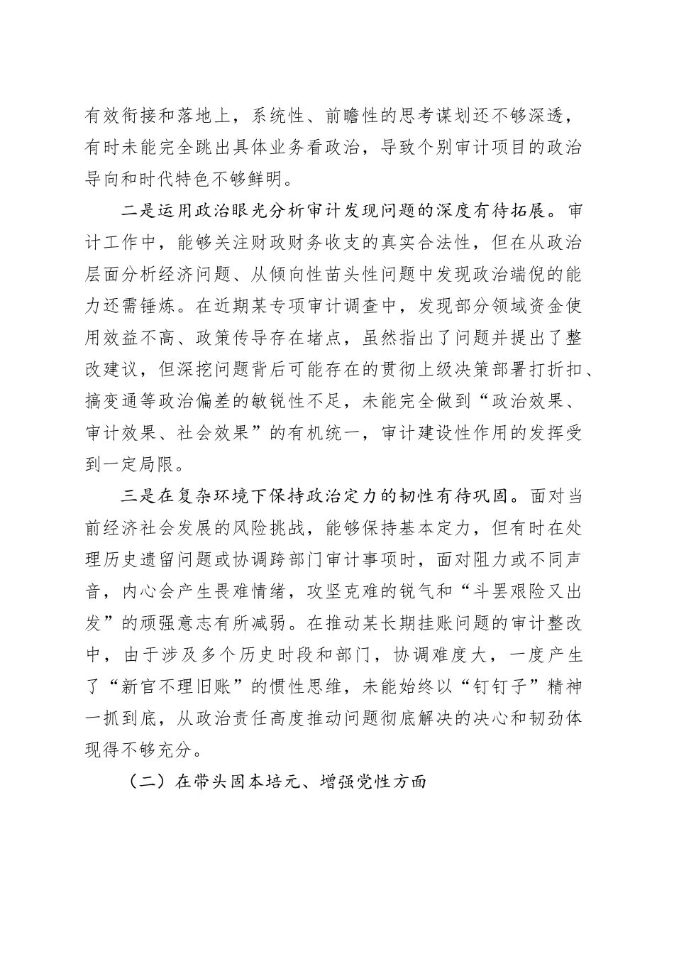 市审计中心党委书记2025年度民主生活会个人对照检查材料（五个带头）20260130_第2页
