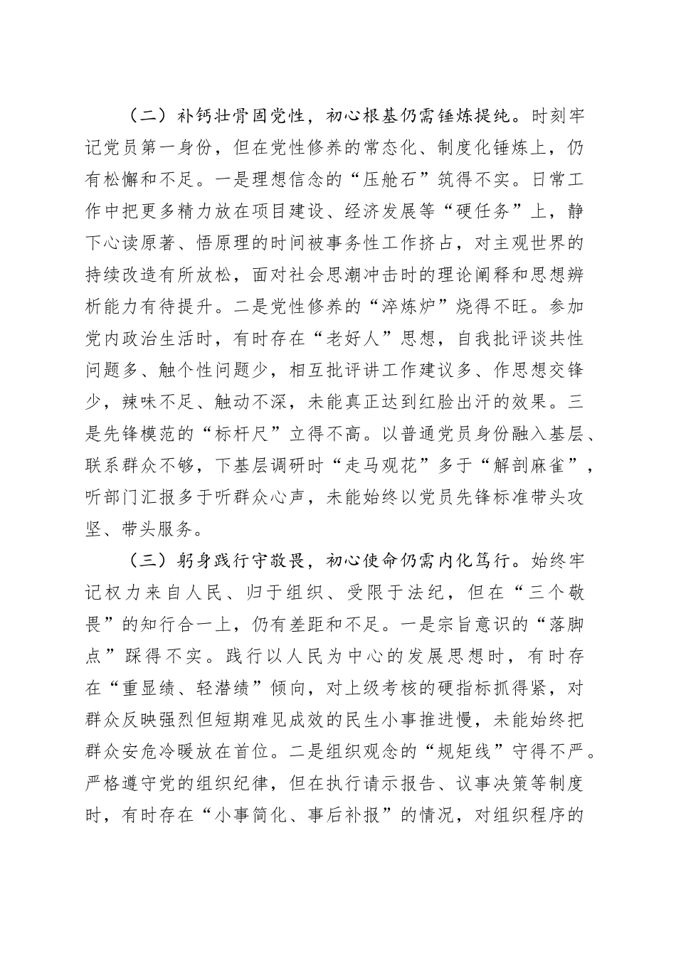 县委副书记、县长2025年度民主生活会个人对照检查材料20260128_第2页