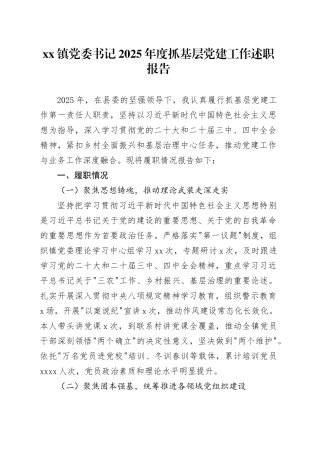 镇党委书记2025年度抓基层党建工作述职报告20260116