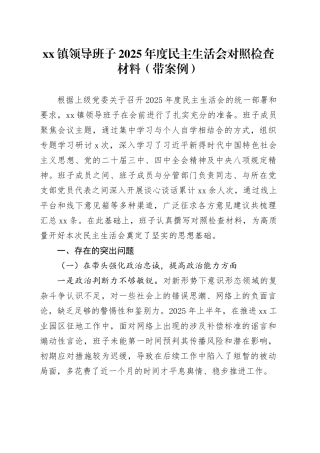 镇领导班子2025年度民主生活会对照检查材料（带案例）_120260123