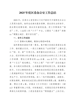 2025年度区委办公室工作总结