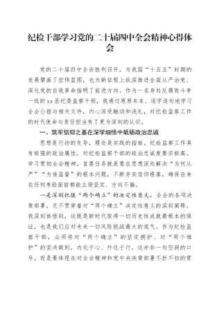 纪检干部学习党的二十届四中全会精神心得体会