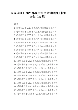 局领导班子2025年民主生活会对照检查材料合集（22篇）20260226