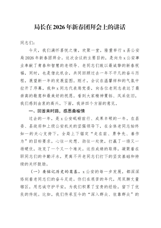 局长在2026年新春团拜会上的讲话
