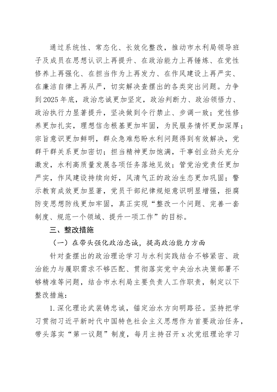某市水利局2025年度民主生活会查摆问题整改方案20260211_第2页