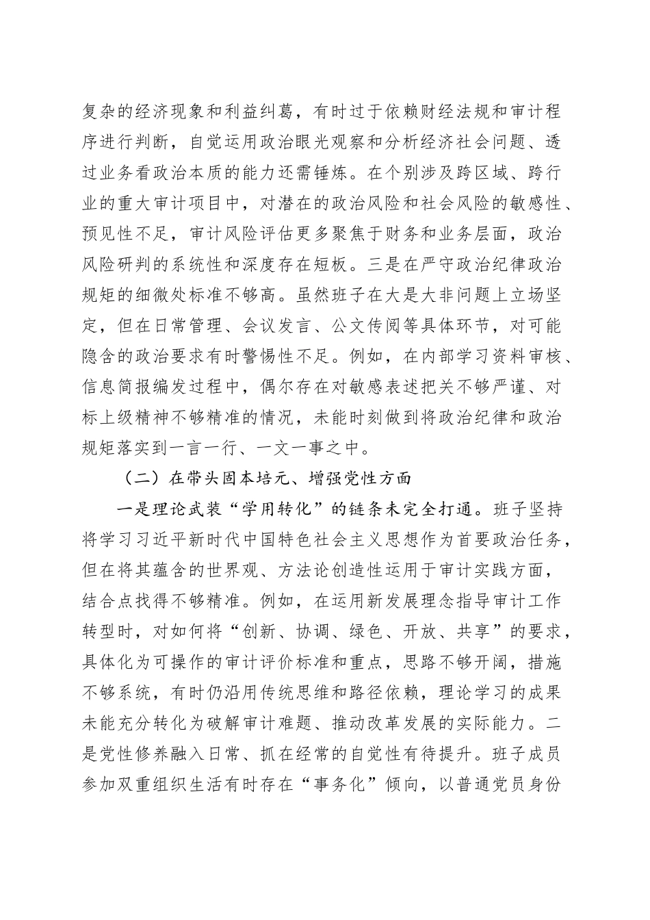 市审计中心2025年度民主生活会班子对照检查材料20260224_第2页