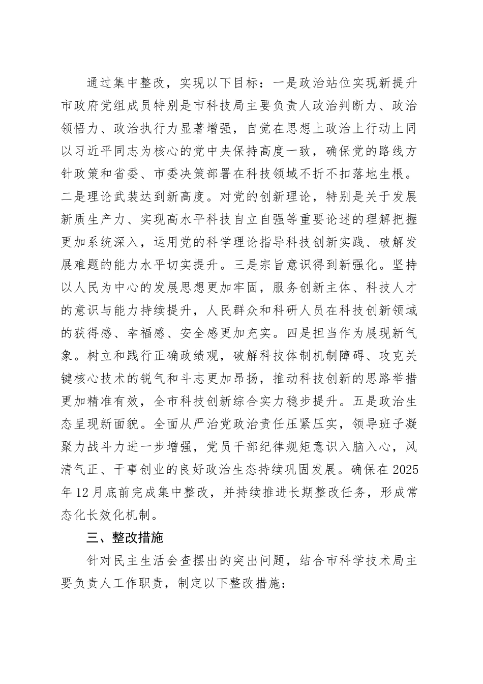 市政府党组2025年度民主生活会查摆问题整改方案20260209_第2页