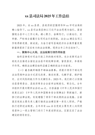 县司法局2025年工作总结