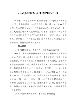 县乡村振兴项目建设情况汇报