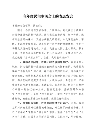 在2025年度民主生活会上的表态发言20260226