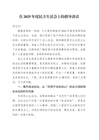 在2025年度民主生活会上的指导讲话20260211