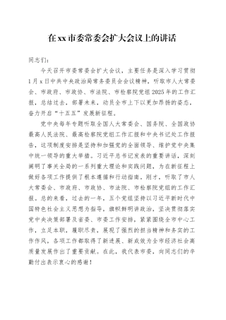 在市委常委会扩大会议上的讲话 （2）