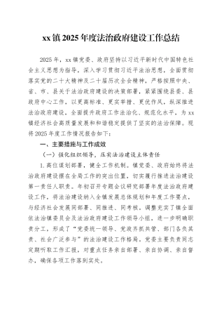 镇2025年度法治政府建设工作总结