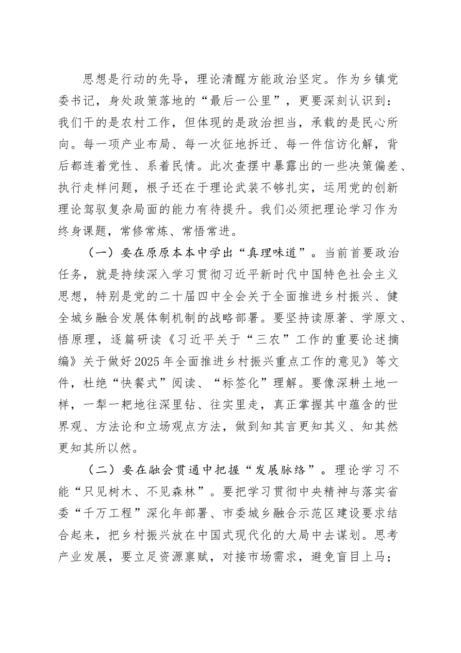 镇党委书记在2025年度党员领导干部民主生活会上的总结讲话20260211_第2页