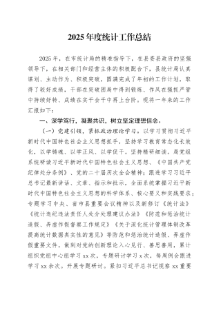 2025年度统计工作总结