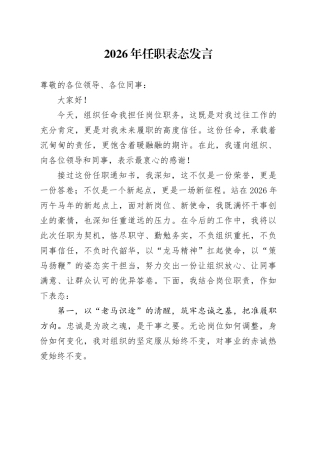 2026年任职表态发言