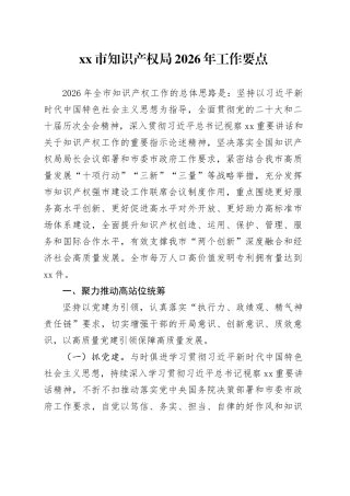 市知识产权局2026年工作要点