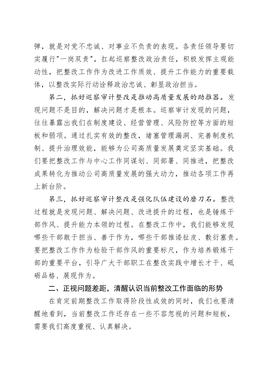 在公司巡察审计问题整改推进会上的讲话_第2页
