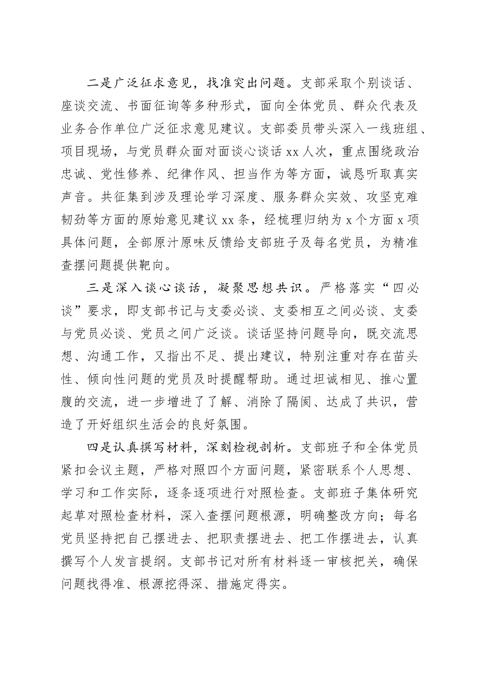 公司党支部2025年度组织生活会及民主评议党员开展情况报告20260318_第2页