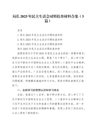 局长2025年民主生活会对照检查材料合集（3篇）