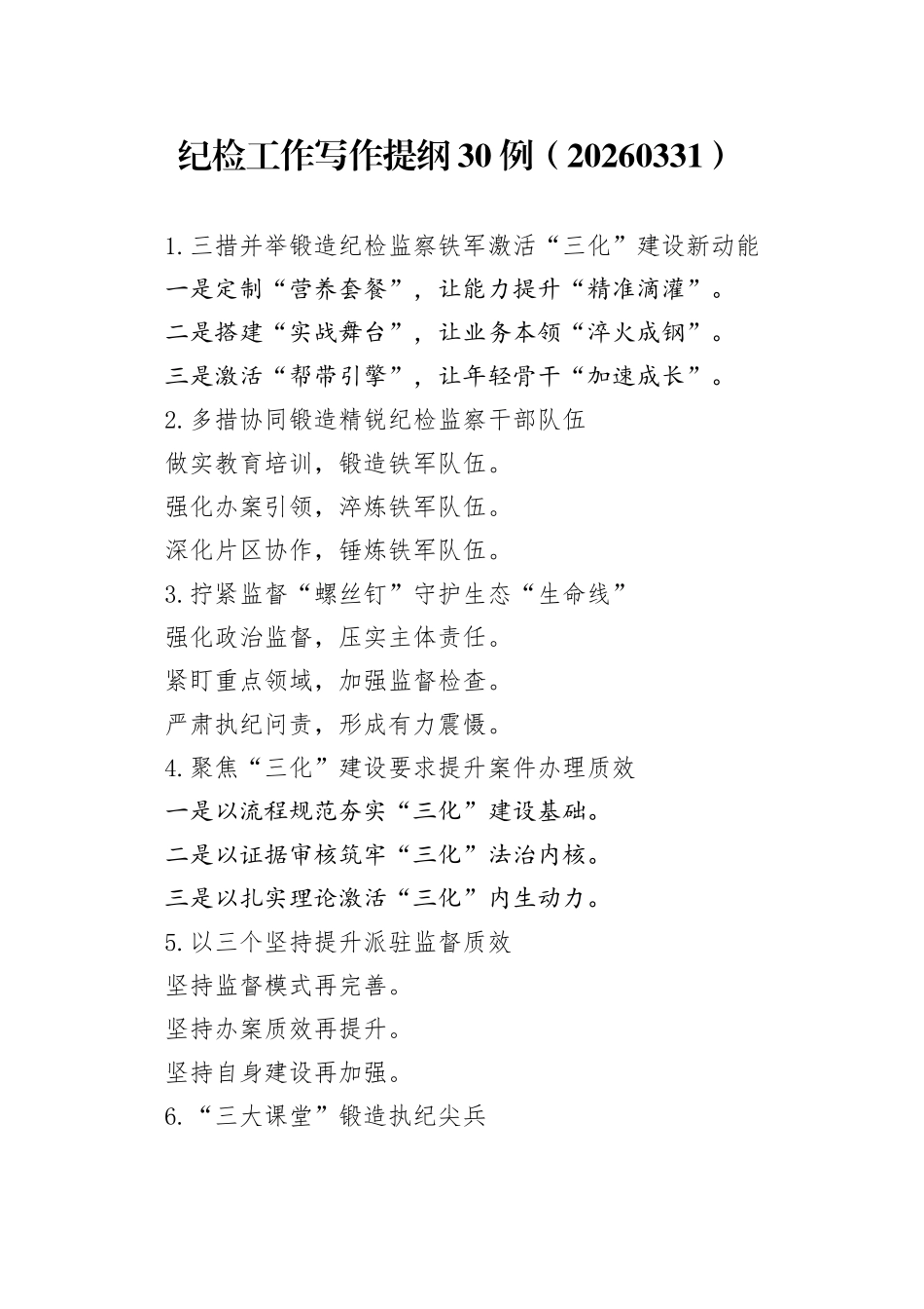 纪检工作写作提纲30例（20260331）_第1页